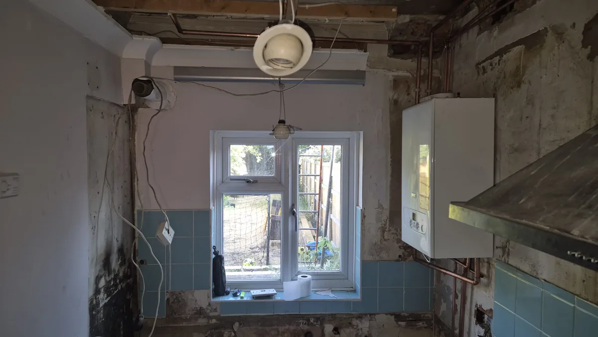 First fix: new copper run to the boiler position and along at ceiling level.